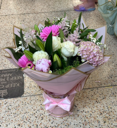 Delicate Dream - A beautifully hand-tied bouquet in soft pink, blush and white tones, thoughtfully arranged to make a heartfelt gift for any special occasion.